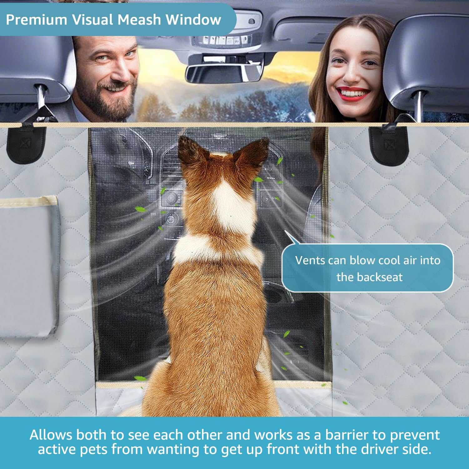Lassie Dog Seat Covers for Cars Back Seat 100% Waterproof with Mesh Visual Window Durable Scratch Proof Nonslip Dog Car Hammock with Universal Size Dog Cover for Cars, Trucks & SUVs - Image 2