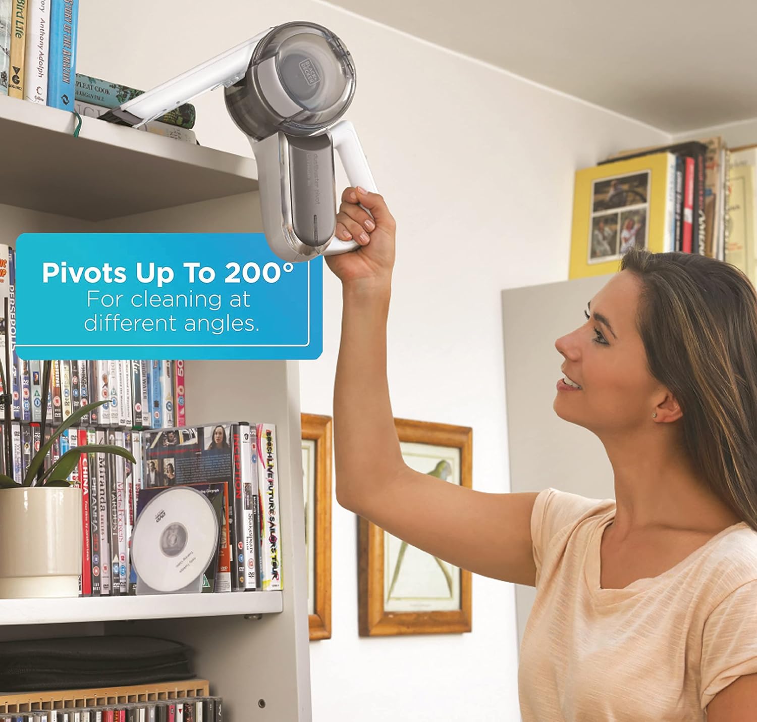 BLACK + DECKER Dustbuster pivot 21.6 wh Pivoting Nozzle, Compact Cordless Vacuum, Ideal for Home & Car, Easy Storage, Champagne/White - PV1420L-B5 - Image 5