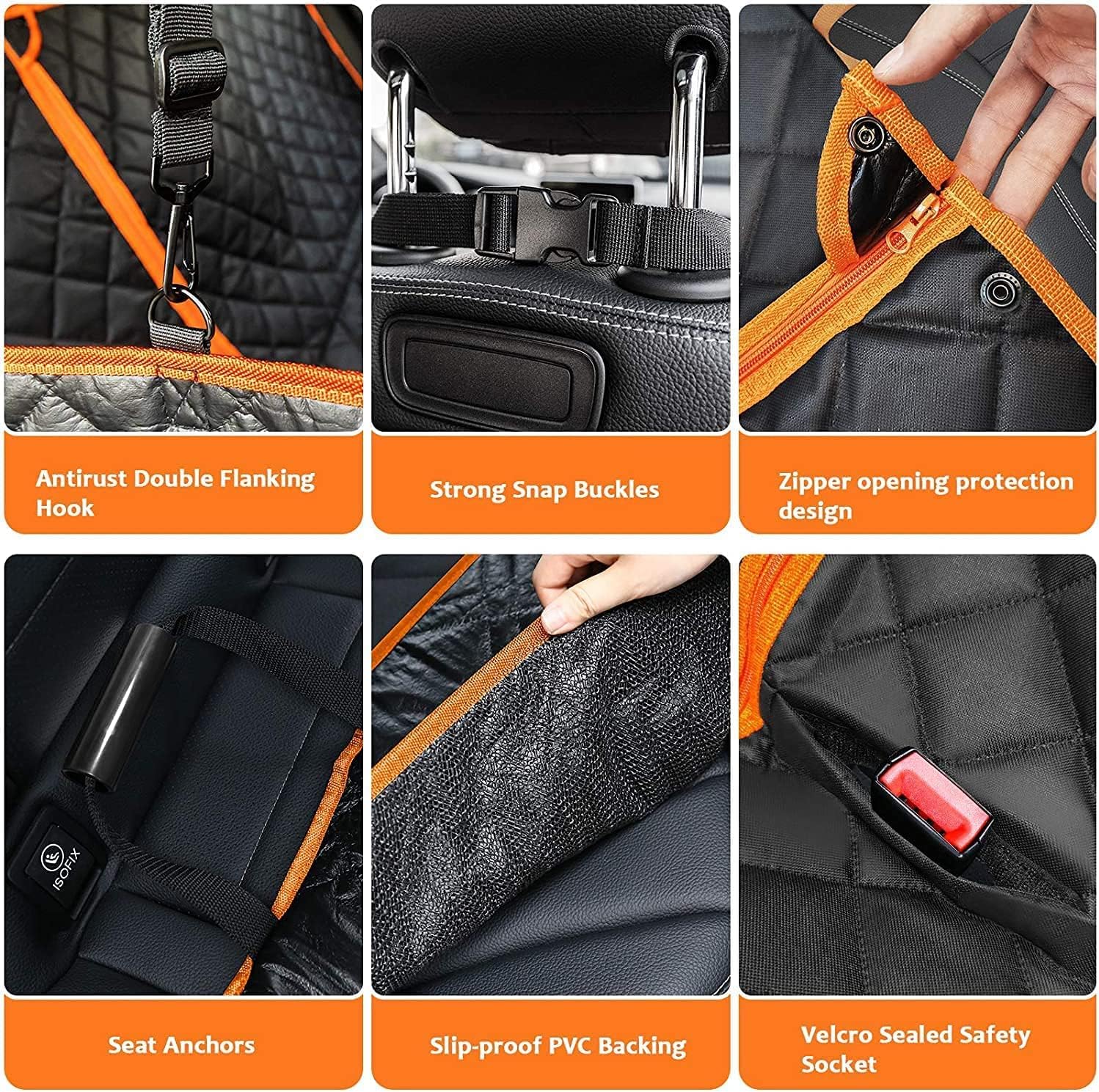 SKADE Convertible 4-in-1 Dog Car Seat Cover for Back Seat,Multifunction Scratchproof Dog Car Hammock with Mesh Window,Waterproof Durable Nonslip Dog Car Seat Cover for Cars Trucks SUVs - Image 4