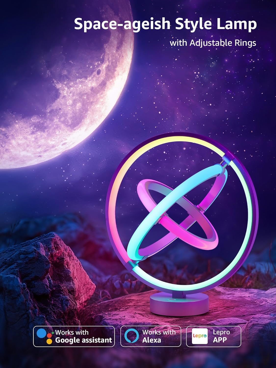 Lepro TB1 AI Table Lamp, Smart LED Lamp with Music Sync, Personalized AI Lighting Designer, Gift, Colour Changing DIY, Voice Cotrol, Works with Alexa & Google Assistant, Bluetooth & 2.4GHz WiFi - Image 8