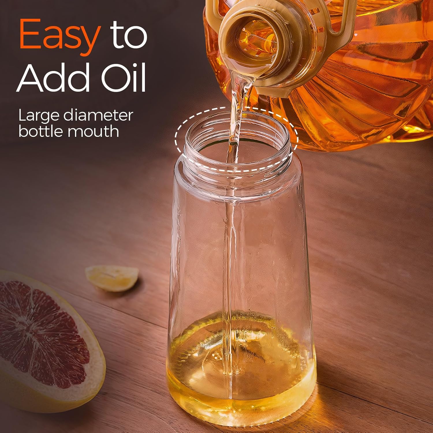 YARRAMATE Olive Oil Dispenser Bottle for Kitchen,2 in 1 Oil Sprayer for Cooking, 16oz/470ml Glass Oil Spray Bottle with Pourer, Food-grade Oil Mister for Air Fryer, Salad (02 Black) - Image 5