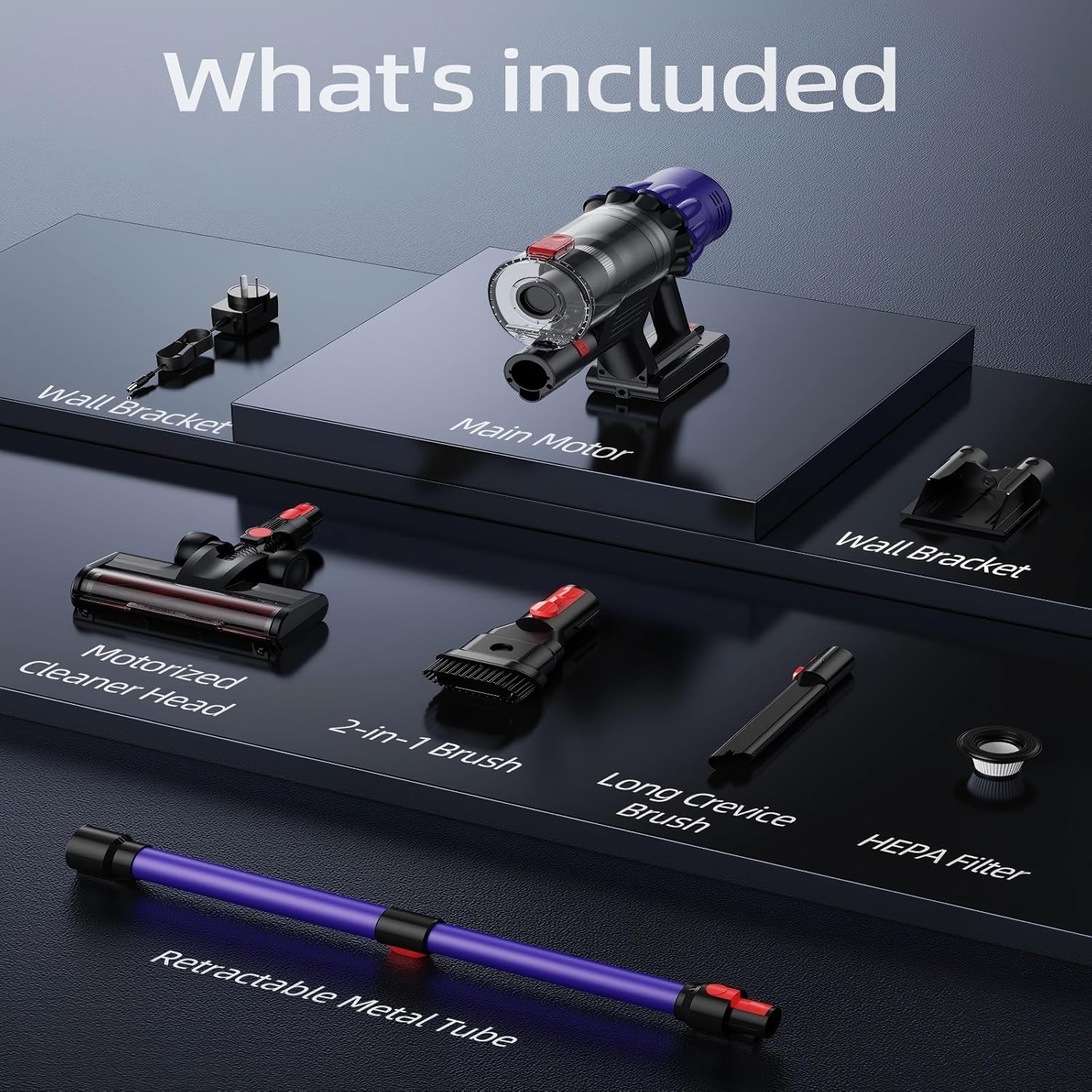 Cordless Vacuum Cleaner,550W Vacuum Cleaners for Home, 60Mins Stick Vacuum with LED Display, Anti-Tangle & Wall Mount Charging, 8 in 1 Lightweight Vacuum for Hard Floors Carpet Pet Hair - Image 8