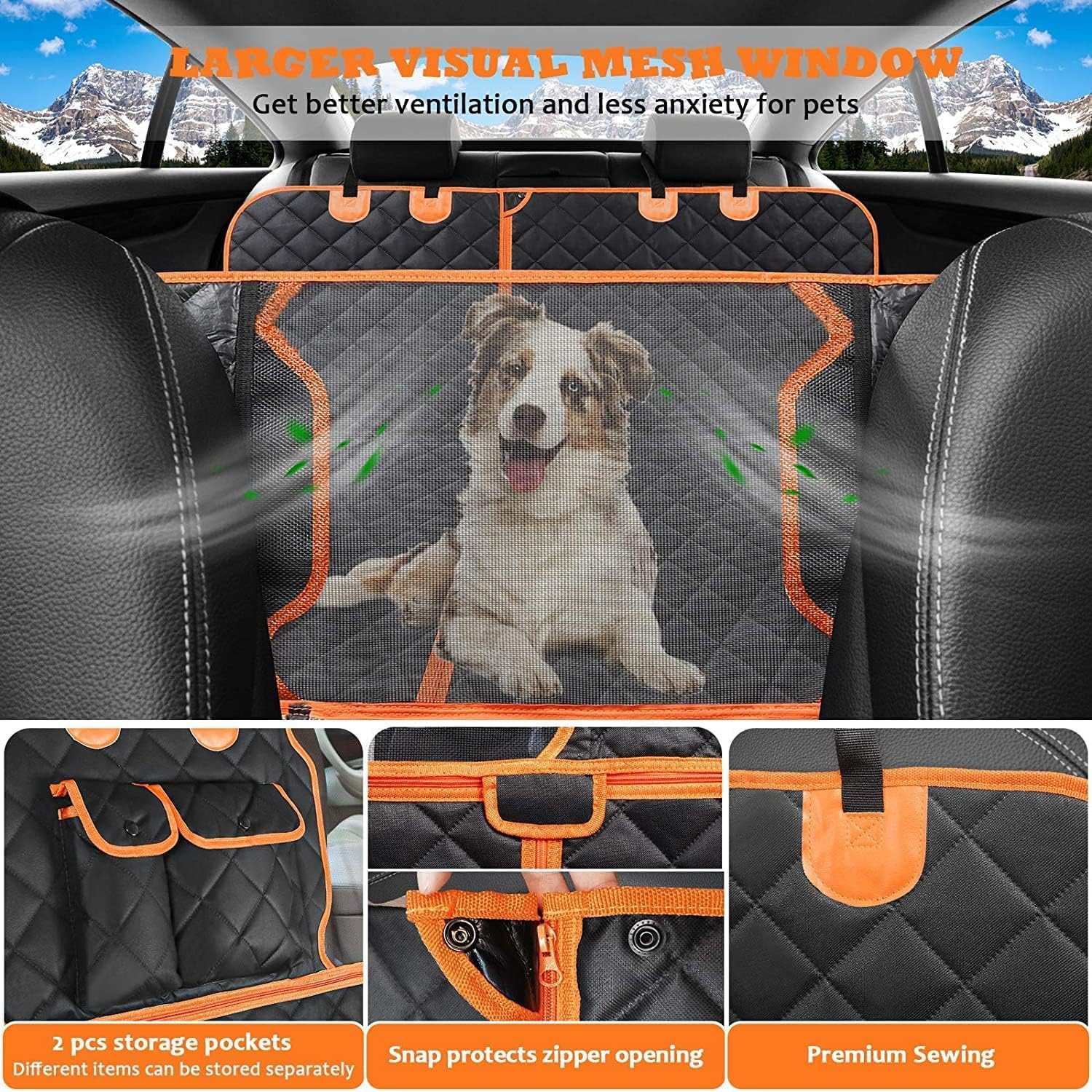 SKADE Convertible 4-in-1 Dog Car Seat Cover for Back Seat,Multifunction Scratchproof Dog Car Hammock with Mesh Window,Waterproof Durable Nonslip Dog Car Seat Cover for Cars Trucks SUVs - Image 2