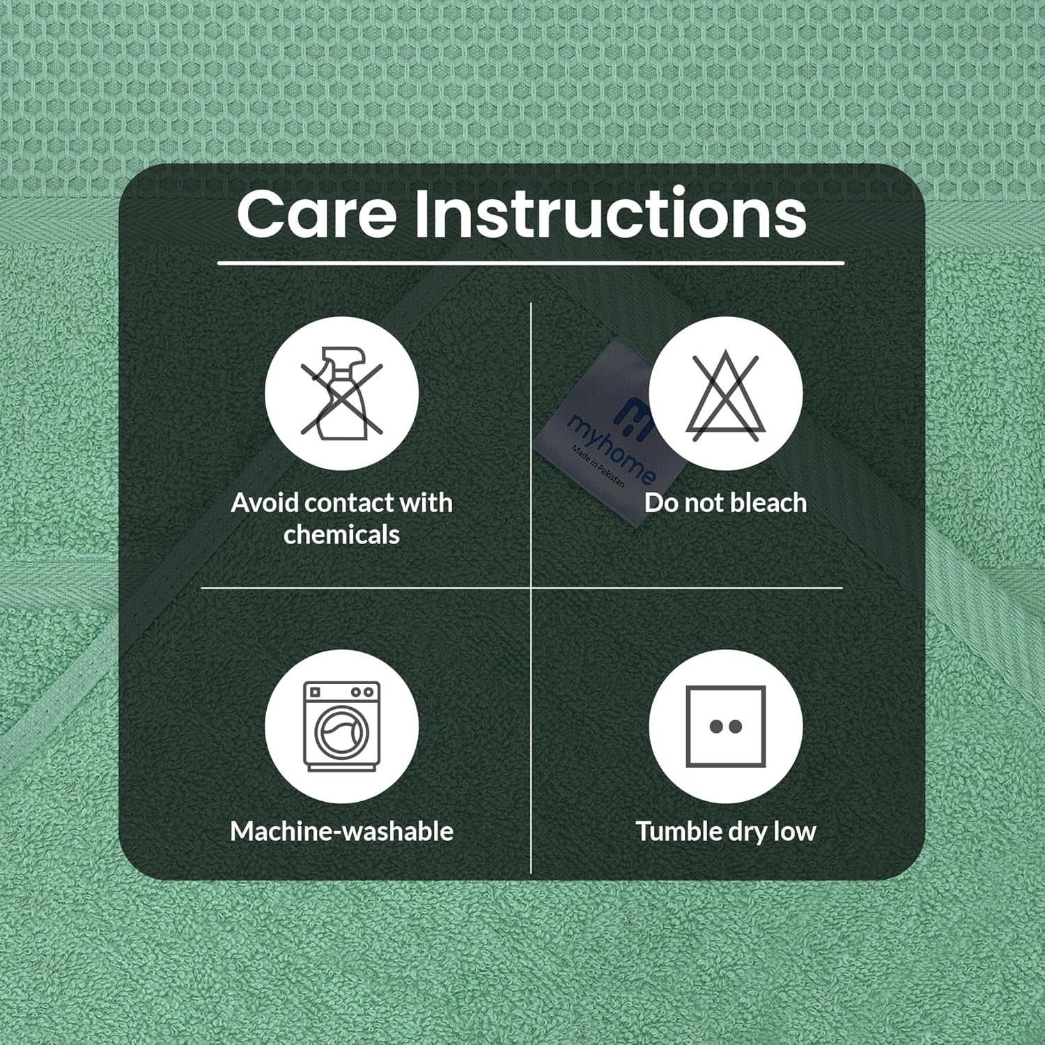 Rushmore Bath Towel Set, Pack 4 Towel Set (70 x 140 CM) Cotton, Honey Combed Ultra Soft and Highly Absorbent Quality Towels for Hotel, Spa and Bathroom. (Sea Green, Pack of 4) - Image 5