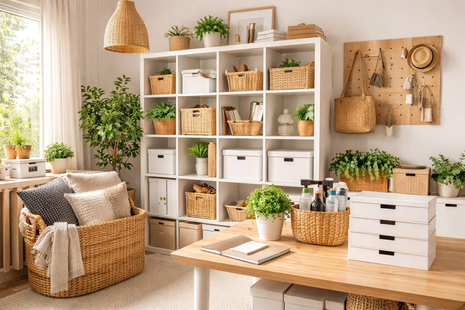 Modern living room with clean decor and organized space