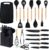 19-Piece Cooking Utensils Set With Heat Resistant Silicone Spatulas, 6 Sharp Knives, and 2 Cutting Boards (Black)