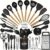 35Pcs Silicone Cooking Utensils Set, Kitchen Utensils Set, Chef Heat Resistant Kitchen Utensil Spatula Set for Nonstick Cookware, Wooden Handles Kitchen Gadgets Tools Set (Black)