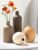 Ceramic Flower Vase Set of 4, Elegant Minimalist Boho Home Decorations for Living Room, Table, Gifts (DBrown/Brown/Orange/White)