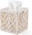 KASTWAVE Square Tissue Box Cover, Boho Decor Square Paper Tissue Holder with Bead Buckle Macrame, Cute Boho Tissue Box Holder for Bathroom, Bedroom, Living Room, and Home Decor, 5.5″ X 5.5″ X 6″