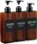 Segbeauty 16.9oz Shampoo Bottles, 3pcs 500ml Pump Press Shower Containers with Labels, Empty Refillable Shampoo Body Soap Conditioner Shower Gel Plastic Bathroom Press Lotion Dispenser Amber