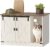 Hzuaneri Cat Litter Box Enclosure, Hidden Litter Box Cabinet Furniture with Cat Bell, Indoor Cats House, Farmhouse Style, 80 x 50 x 53 cm, for Hallway, Bedroom, Rustic Brown and White AECB82414X