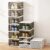 6 Layer Free installation shoe box, foldable shoe storage box, plastic shoe cabinet container with transparent door for displaying sports shoes, easy to assemble (Gray)