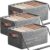 3pcs Foldable Closet Organizer Bins for Clothes with Clear Window Dustproof Lid,Stackable Fabric Storage Boxes Handles,Drawer Organizers for Clothes,Wardrobe&Cupboard Storage Bins (50*35*24)