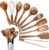 Wooden Kitchen Utensils Set, Natural Teak Wooden Cooking Spoons & Tools with Cooking Spoons, Turner, Ladle & Holder Comfort Grip ملاعق خشبية للمطبخ (11)