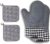 Oven Mitts and Pot Holders 4pcs Set, Kitchen Oven Gloves, Heat-Resistant Baking Gloves, Non Slip Silicone Gloves for Cooking and Barbecue (Gray)